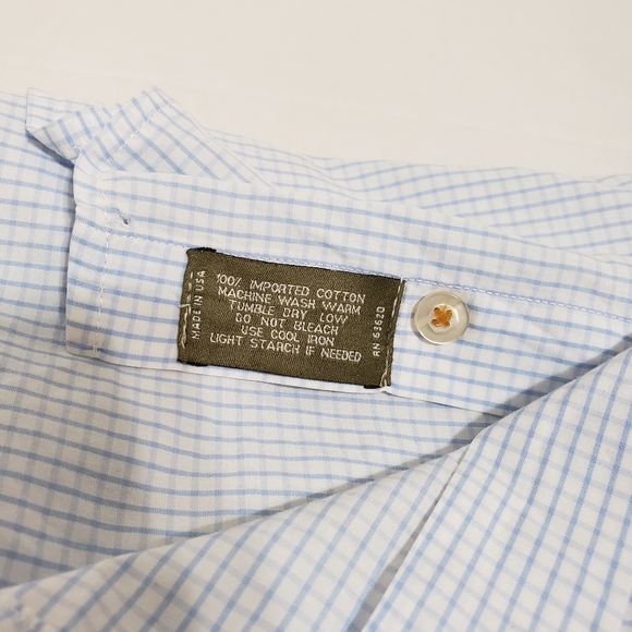 GITMAN BROS for Bruce Baird & Co plaid dress shirt Men's large white & blue - Picture 3 of 7
